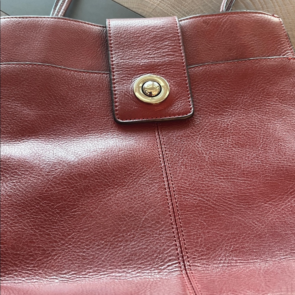 Pelle Studio Red Tote with Branded Patch - Picture 3 of 7